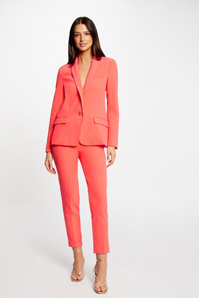 Cropped fitted city trousers with darts orange ladies'