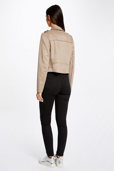 Straight jacket with suede effect  ladies'