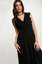 Long dress with V-neck black women
