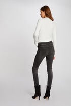 Long-sleeve fuzzy knit sweater ivory women