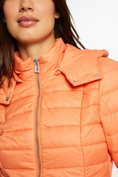 Straight padded jacket with hood orange ladies'