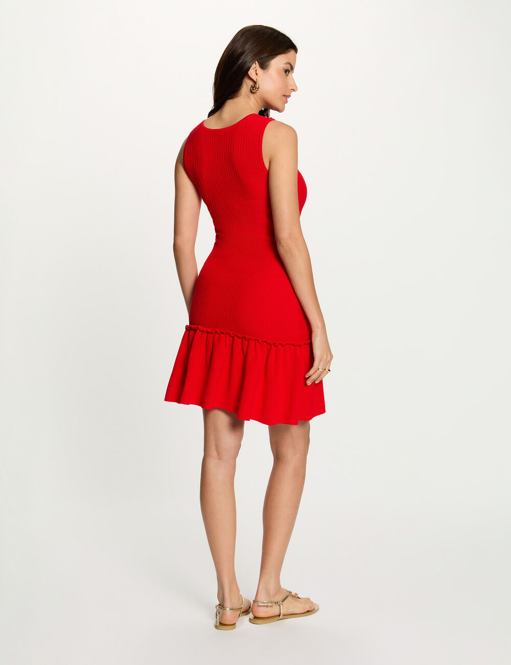 Knitted fitted dress bright red women