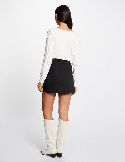Long-sleeved jumper with lace ecru ladies'