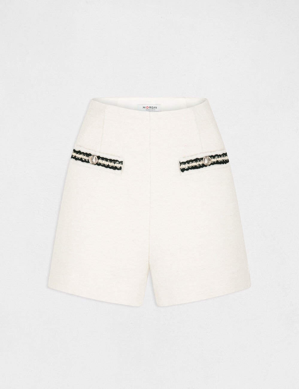 High-waisted straight shorts ivory women
