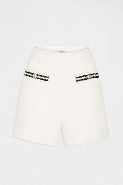 High-waisted straight shorts ivory ladies'