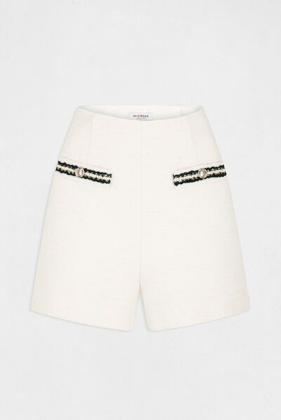 High-waisted straight shorts ivory ladies'
