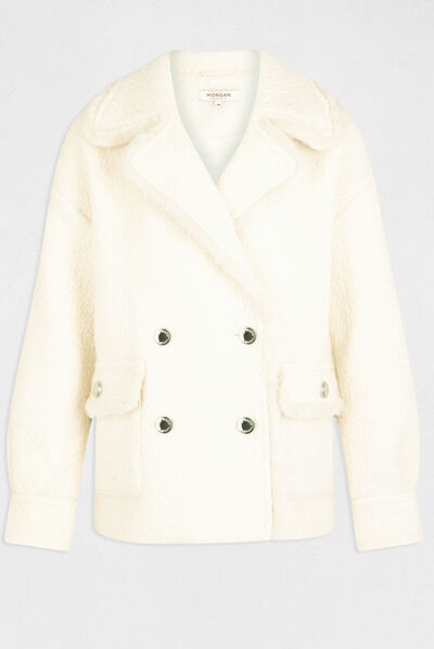 Loose jacket with faux fur ecru ladies'