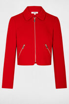 Straight zipped jacket red women