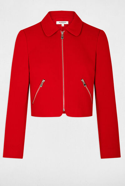 Straight zipped jacket red ladies'