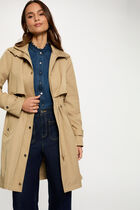 Long parka with high neck beige women