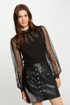 Long-sleeved t-shirt with lace black women