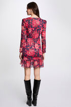 Robe courte ajustée imprimée multicolore femme