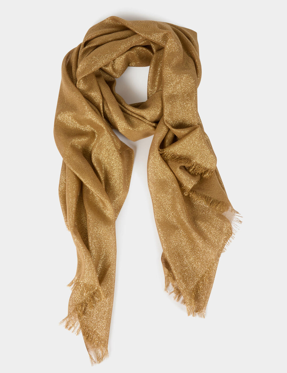Scarf metallised threads mustard yellow women
