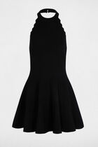 Sleeveless knitted flared dress black women