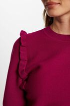 Long-sleeved jumper ruffles dark pink women