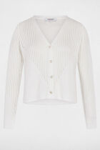 Openwork long-sleeved cardigan ivory women