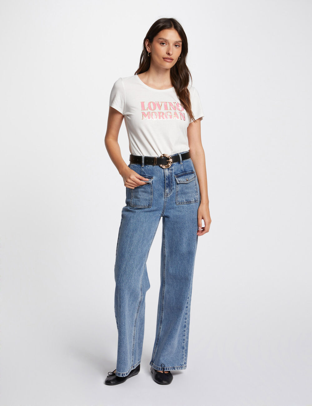 T-shirt with message ecru women