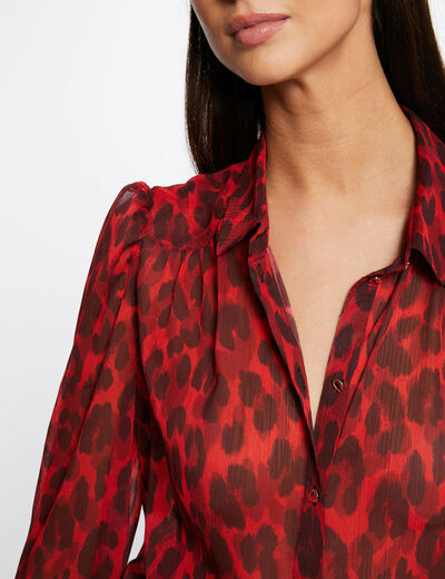 Long-sleeved shirt leopard print multico ladies'