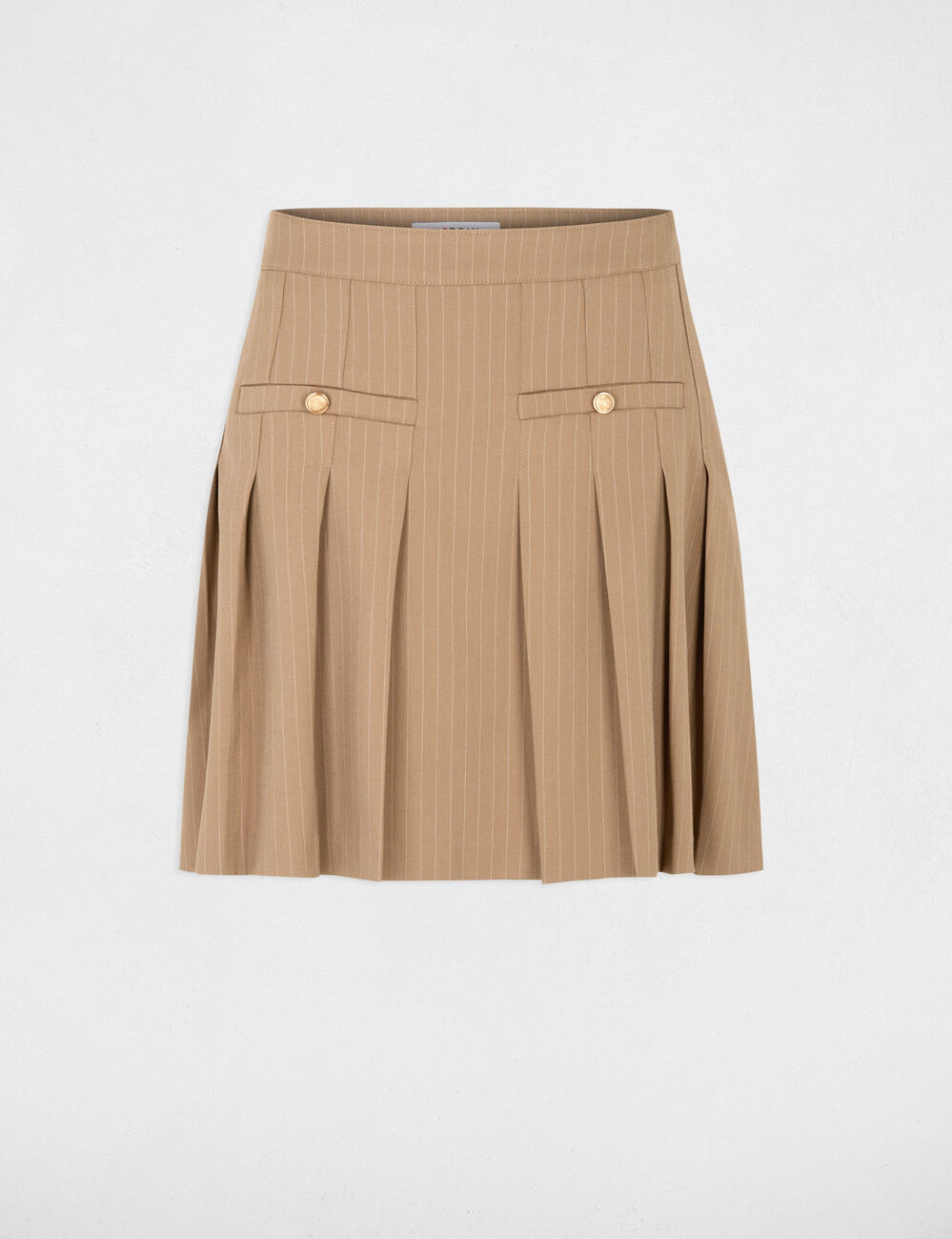 Pleated short skirt taupe women