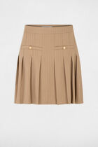 Pleated short skirt taupe women