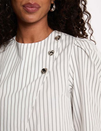 Striped wrap blouse white women
