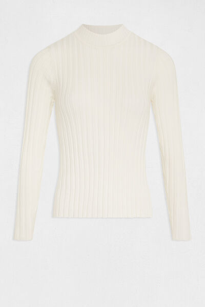 Long-sleeved jumper with open back ivory ladies'