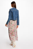 Straight buttoned denim jacket denim stone women