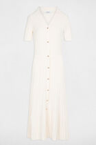 Knitted dress with folded collar ivory women
