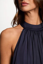 Maxi loose A-line dress navy blue women