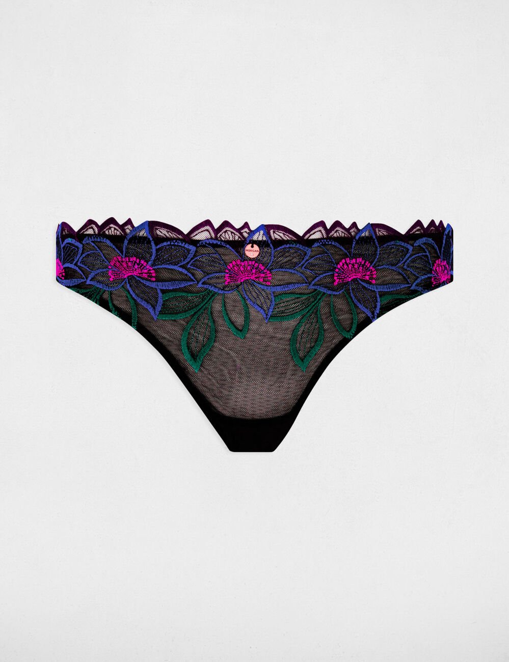 Tanga en dentelle noir femme