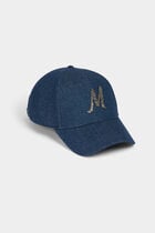 Denim cap M rhinestones stone wash denim women