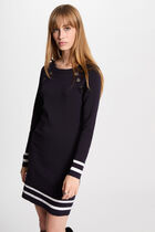Fitted mini knitted dress navy blue women