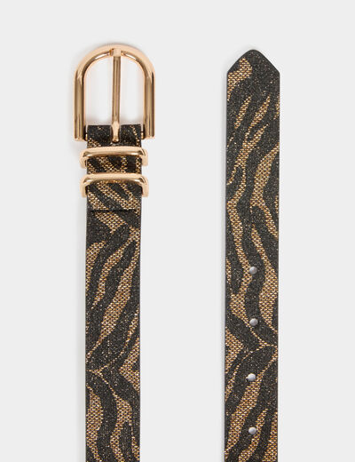 Zebra-print thin belt black women