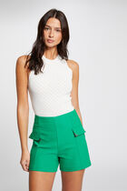 Short ajusté avec rabats vert femme