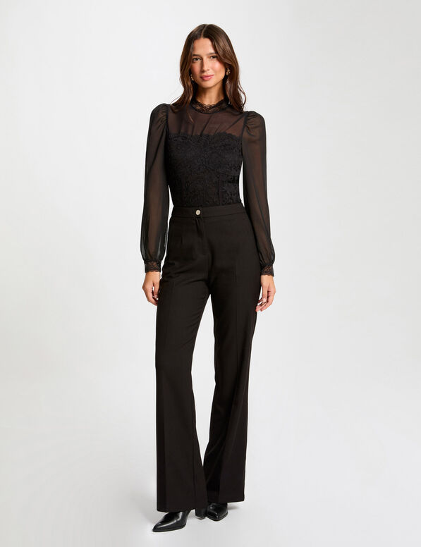 flare trousers with darts black women Flare trousers with darts black women