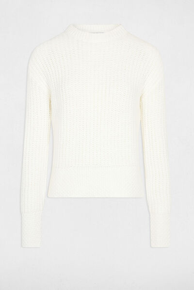Long-sleeved jumper with round neck ecru ladies'