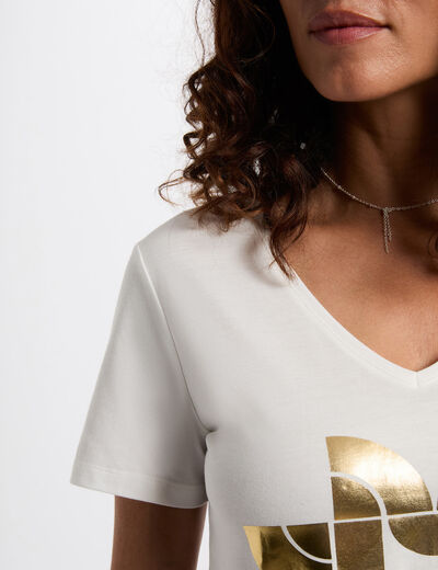 Cropped screen-printed t-shirt white women