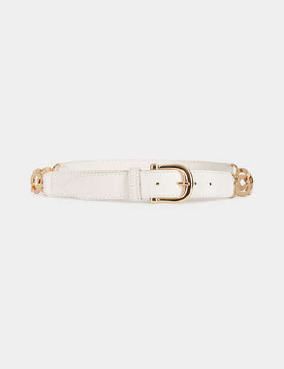 Belt with chain details white ladies'