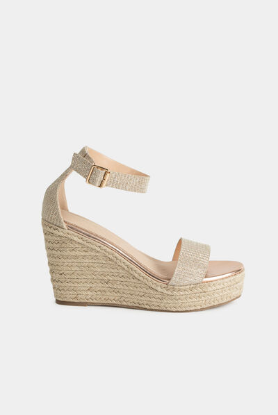 Sandals with wedge heels and spangles gold ladies'