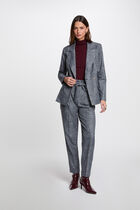 Checked short jacket navy blue women