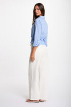 Striped cropped shirt sky blue women