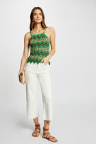 Top en maille imprimé vert femme