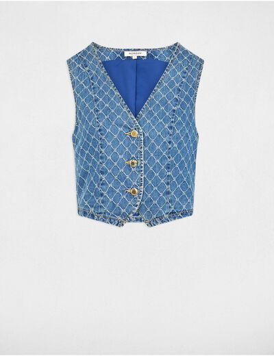 Denim sleeveless waistcoat stone wash denim women