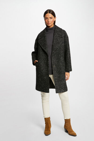 Long oversize coat anthracite grey ladies'