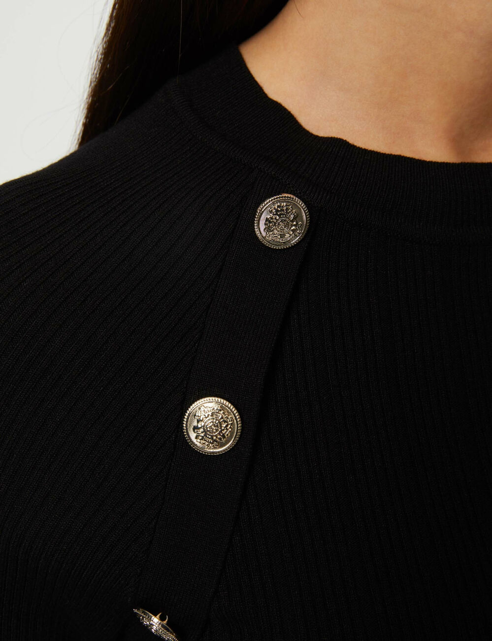 Fitted jumper dress with buttons black women