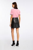 Straight faux leather skirt with studs black women