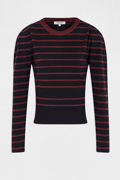 Long-sleeved jumper with stripes navy ladies'