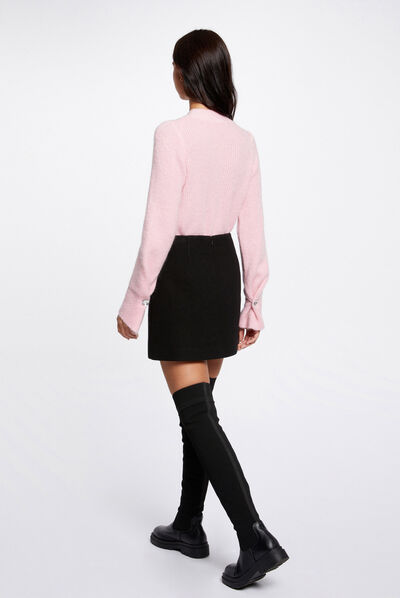 Long-sleeved jumper with high collar light pink ladies'