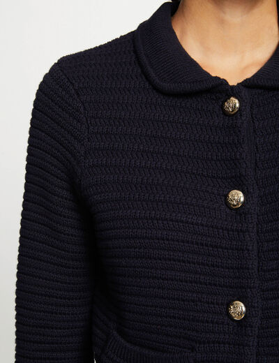 Buttoned long-sleeved cardigan navy ladies'