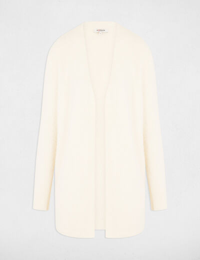 Long cardigan with fluffy knit ivory women